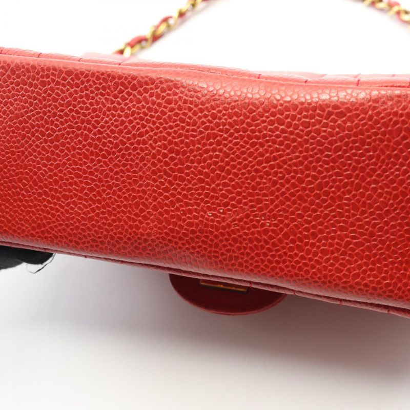 Chanel Shoulder Bag Mademoiselle Mini Red Leather Calf Mademoiselle Mini Chain