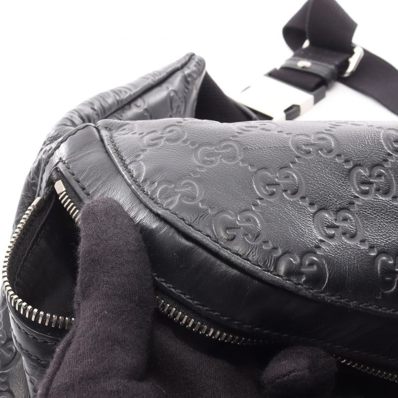Gucci Waist Bag Body Bag Guccissima Sherry Line 246409 Black Leather Guccissima