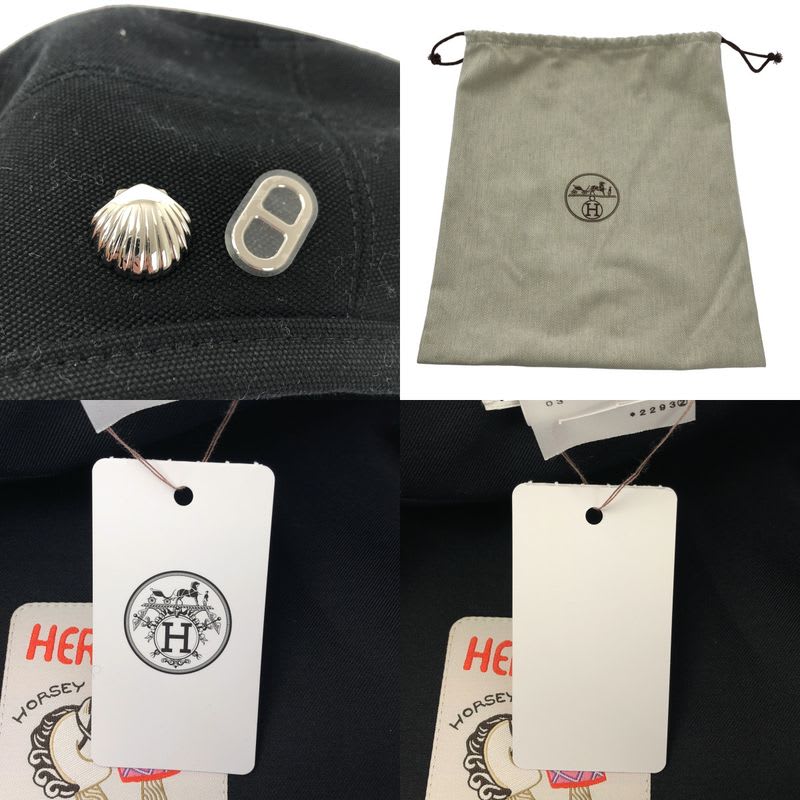 Hermes Saint Honore Hosey & Hoody Cotton Beret 57 Black Ladies
