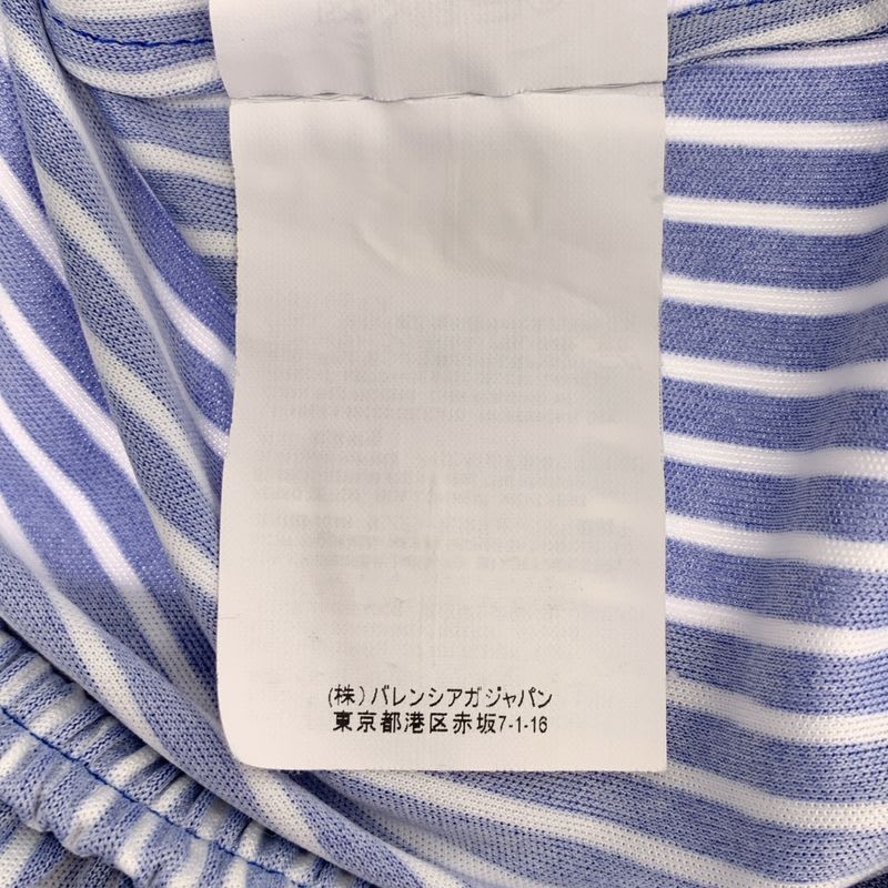 Balenciaga Striped Tie Gathered Blouse Shirt 34 Blue White Ladies