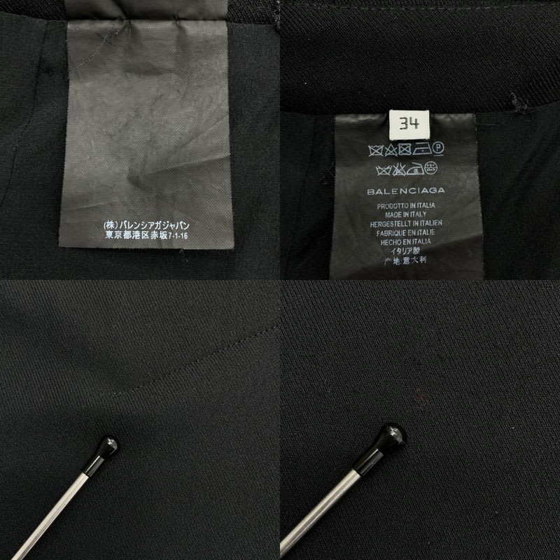 Balenciaga Back Zip Slit Skirt Fully Lined 34 Black Ladies