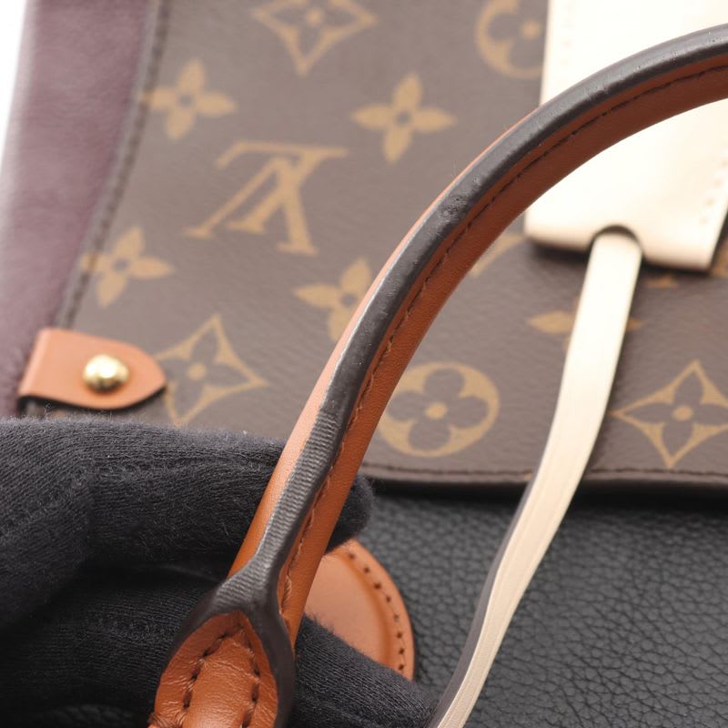 Louis Vuitton Handbag Fold Tote MM Monogram Noir Black Wine Cles