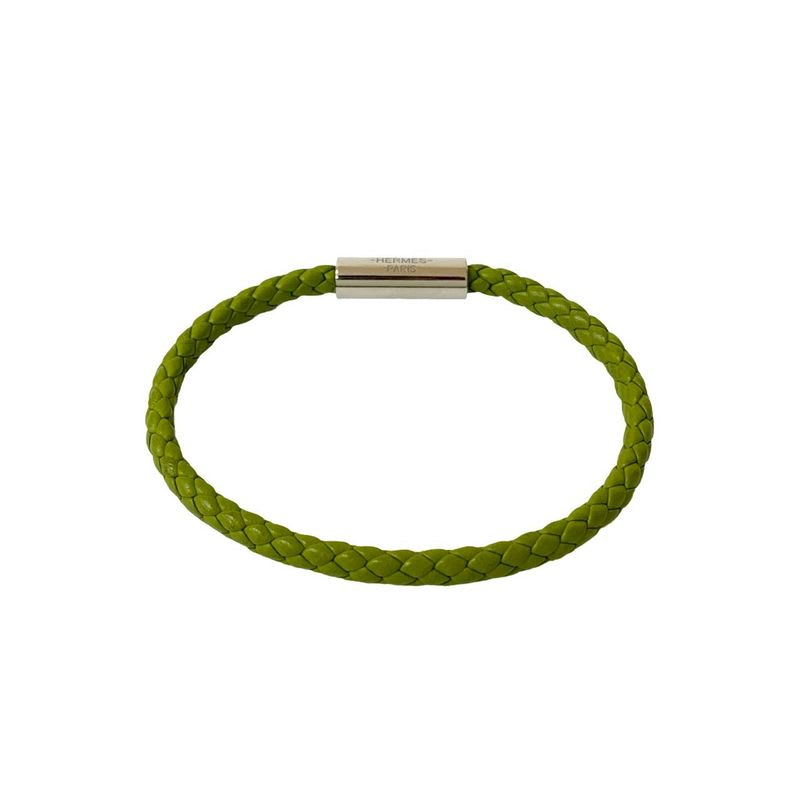 Hermes Goliath Braided Leather Bracelet Bangle Accessory Light