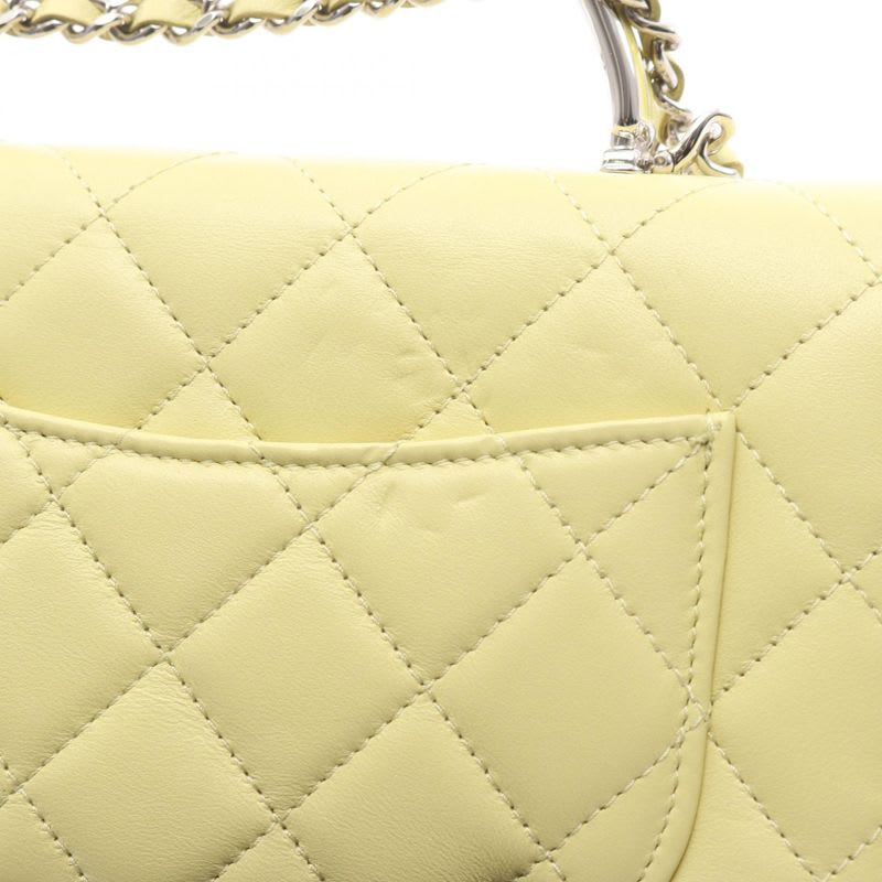 Chanel Shoulder Bag Matelasse Ap3705 Yellow Green Lambskin (sheep Leather)