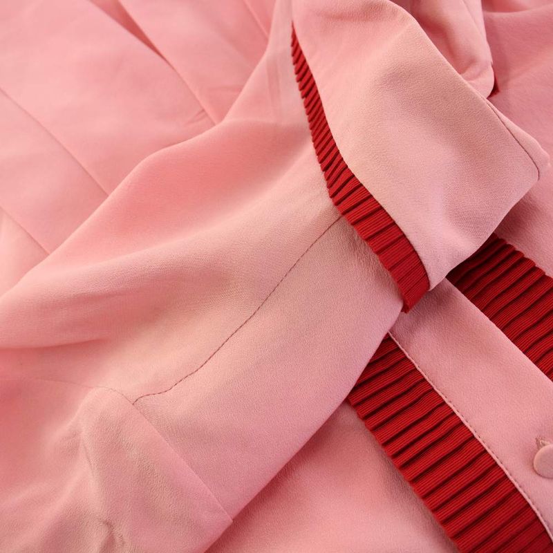 Gucci Silk Pleated Dress Short Sleeve Knee Length Ruffles 38 Pink 429049 KH