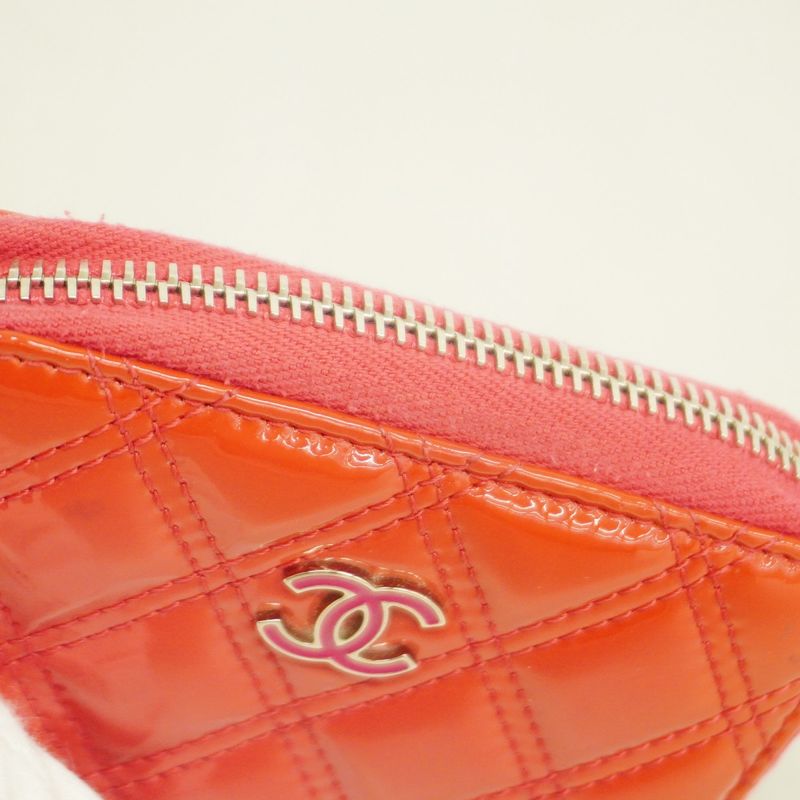 Chanel Coin Case Matelasse Patent Leather Pink Silver Hardware Ladies