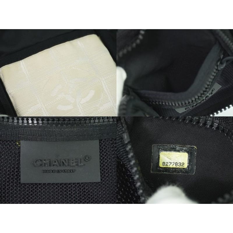 Chanel Chanel Sports Line Shoulder Bag Pochette Nylon Black Beige