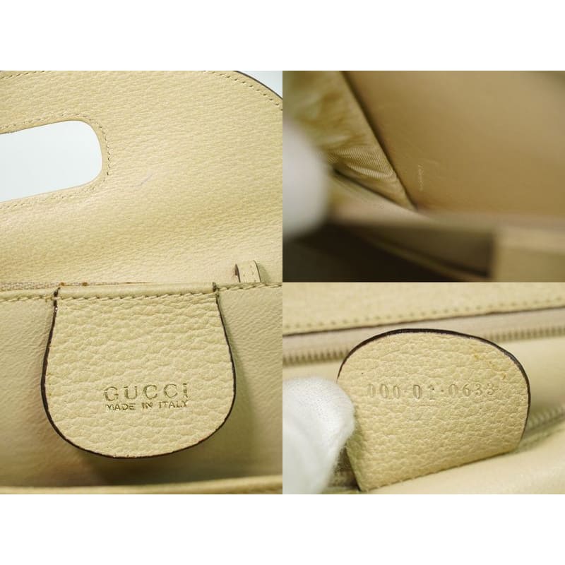 Gucci Bamboo Handbag Leather Beige Bag