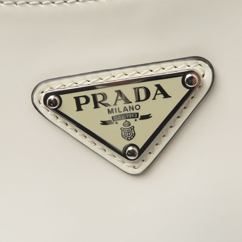 Prada Shoulder Cles Au Brushed Leather White Bag