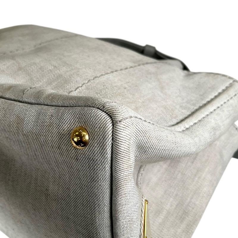 Prada 1 Bg642 Canvas Tote Bag Canapa Bianco