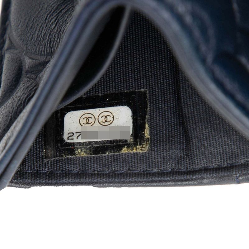Chanel Camellia Coco Mark Navy Leather Women's Chanel