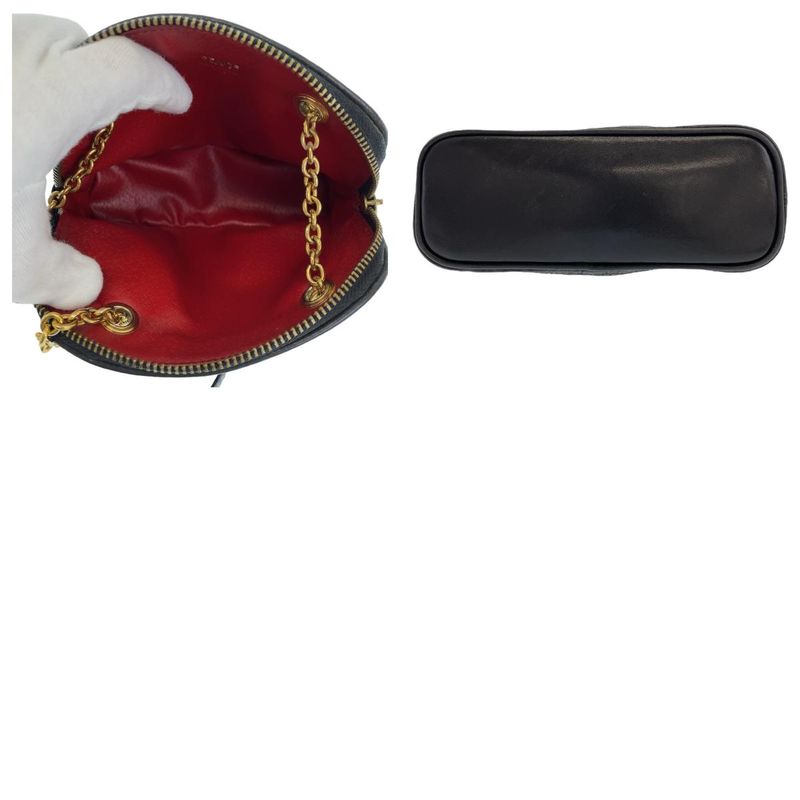 Celine Vintage Triomphe Black Leather Mini Shoulder Bag Accessory Pouch