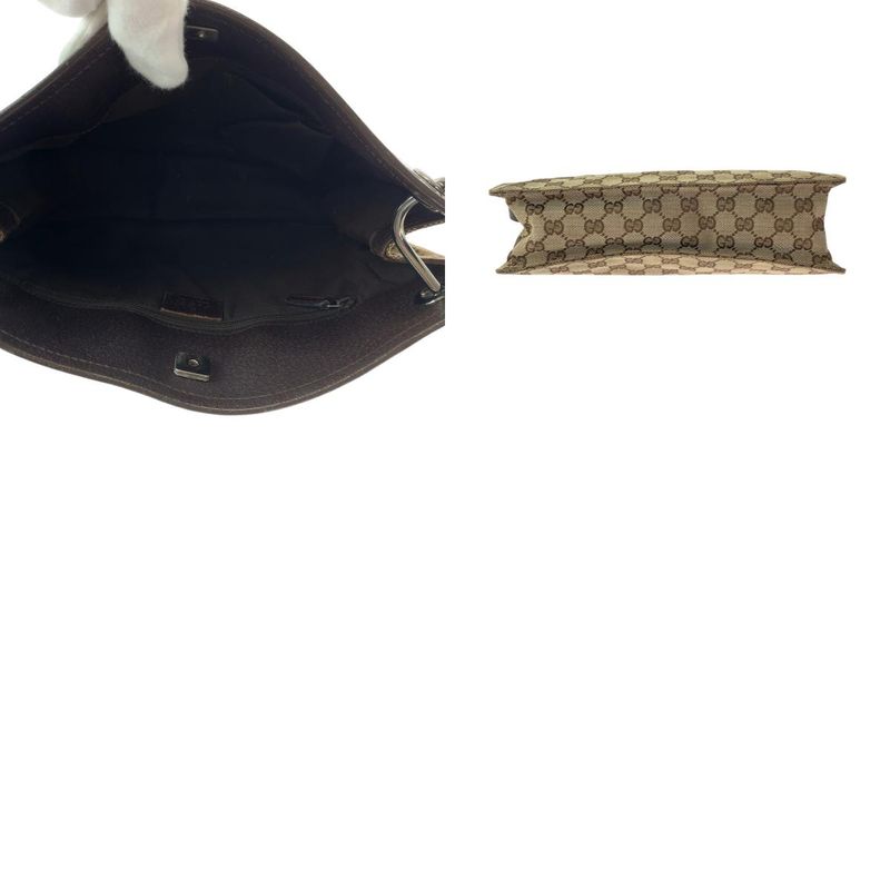 Gucci Brown Silver Hardware GG Canvas 120841 Shoulder Bag Pochette Women's