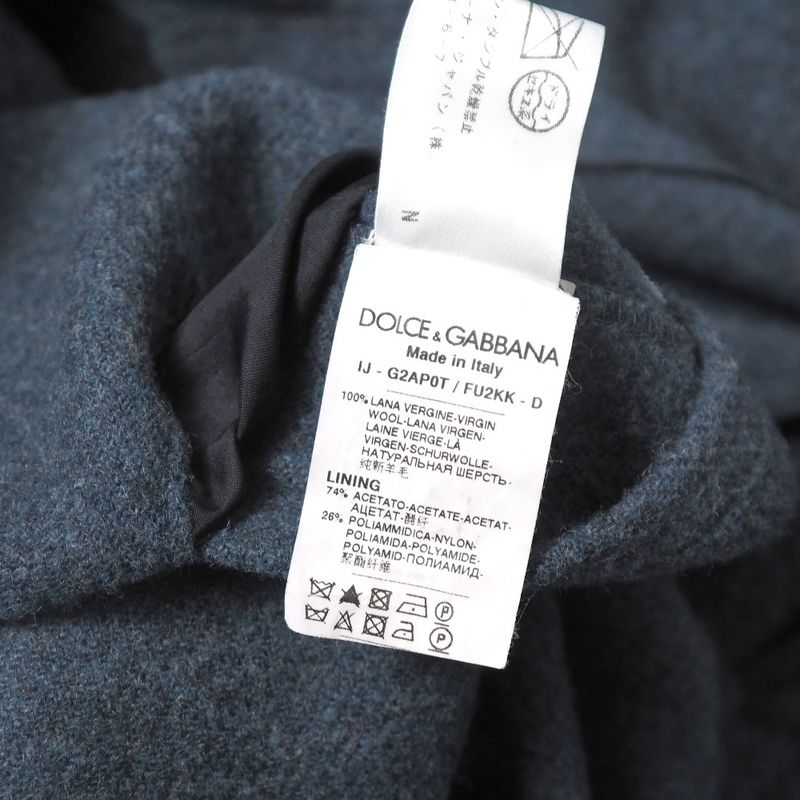 Dolce & Gabbana Tweed Jacket 48 Leather Double Navy