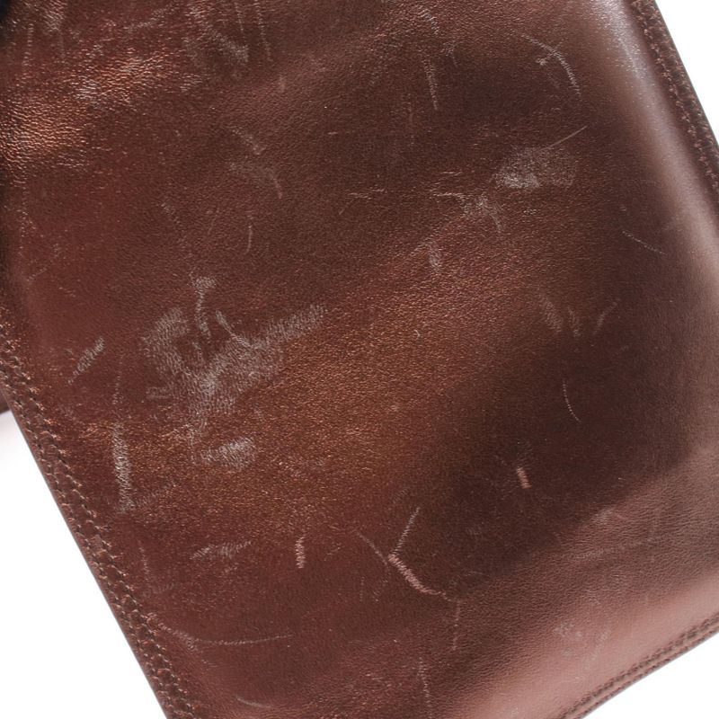 Chanel Shoulder Bag Bronze Leather Logo Sacoche Women's