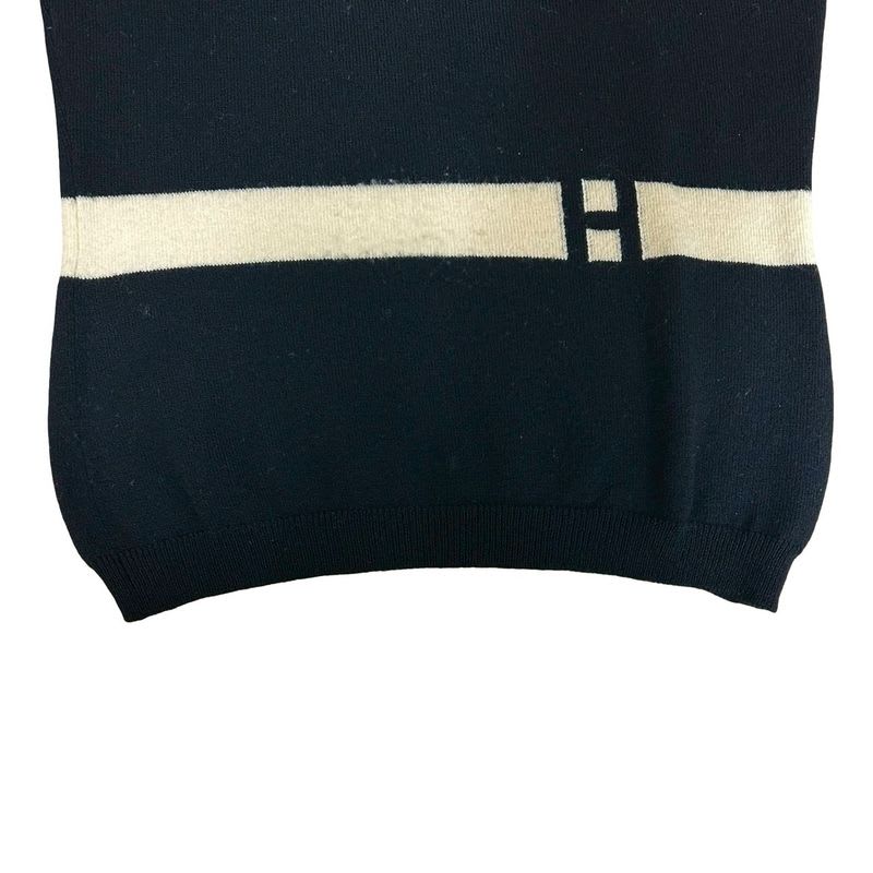 Hermes Wool Sweater Knit Top M Size Women's Black White 71781