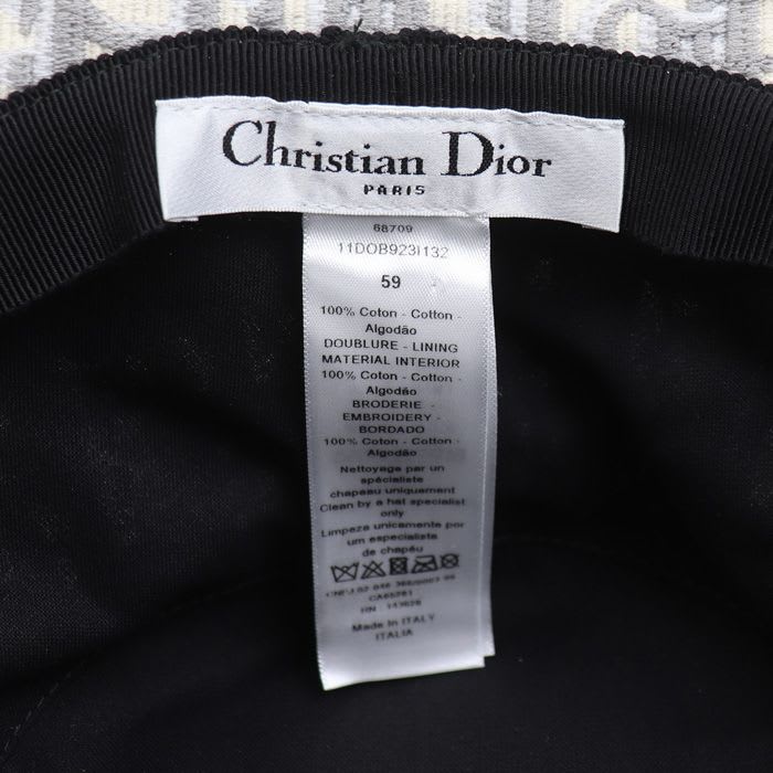 Dior Trotter Oblique Bucket Hat Ivory Gray 11 Dob923 I132 Unisex