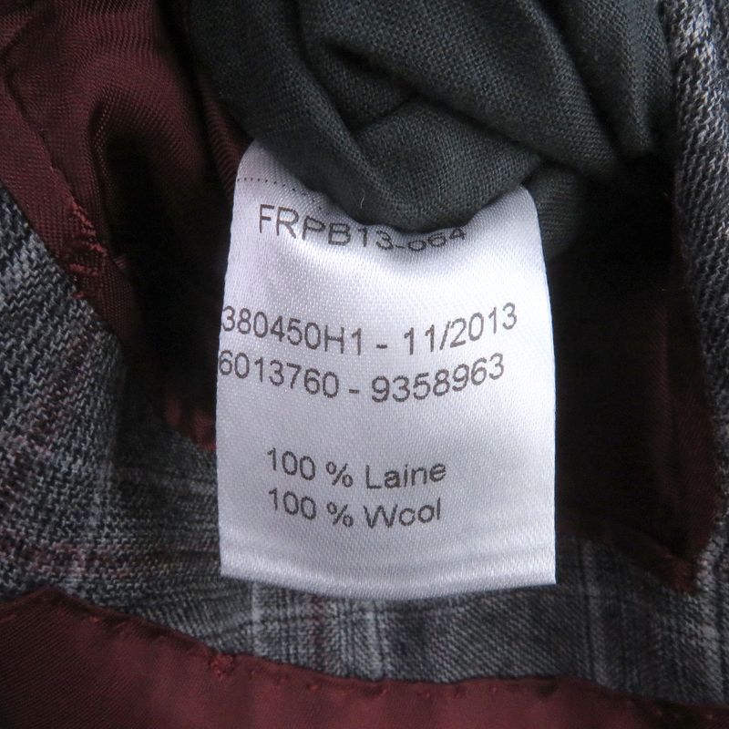 □hermes 100% Wool Check Pattern Sur Mesure Bespoke Single Suit Top And Bottom