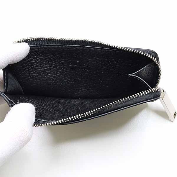 Gucci Logo Zip Card Case Coin Fragment Black Grain Leather