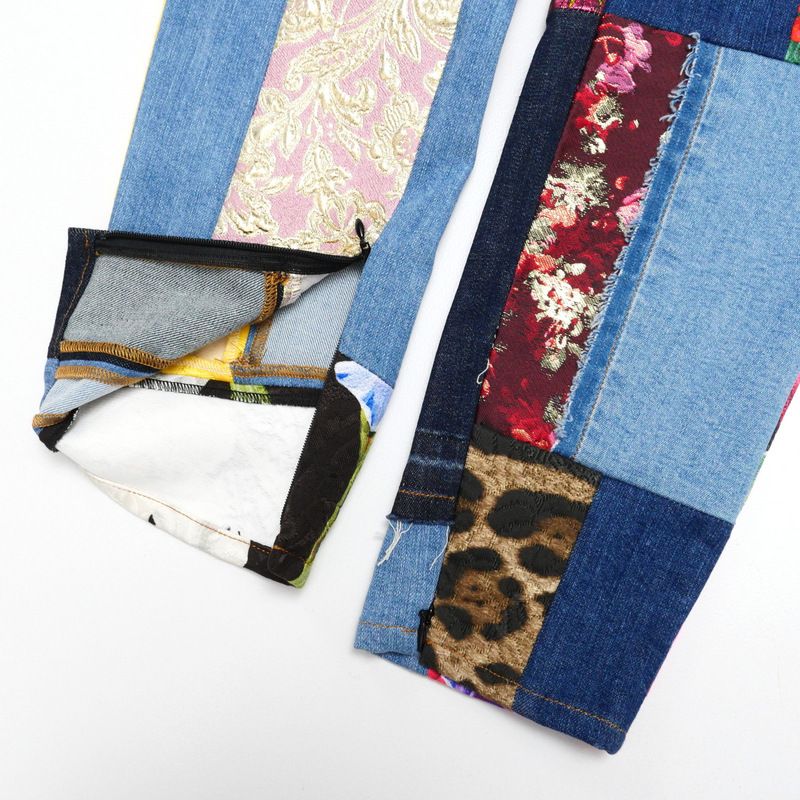Dolce & Gabbana Denim Pants 40 Patchwork Tapered
