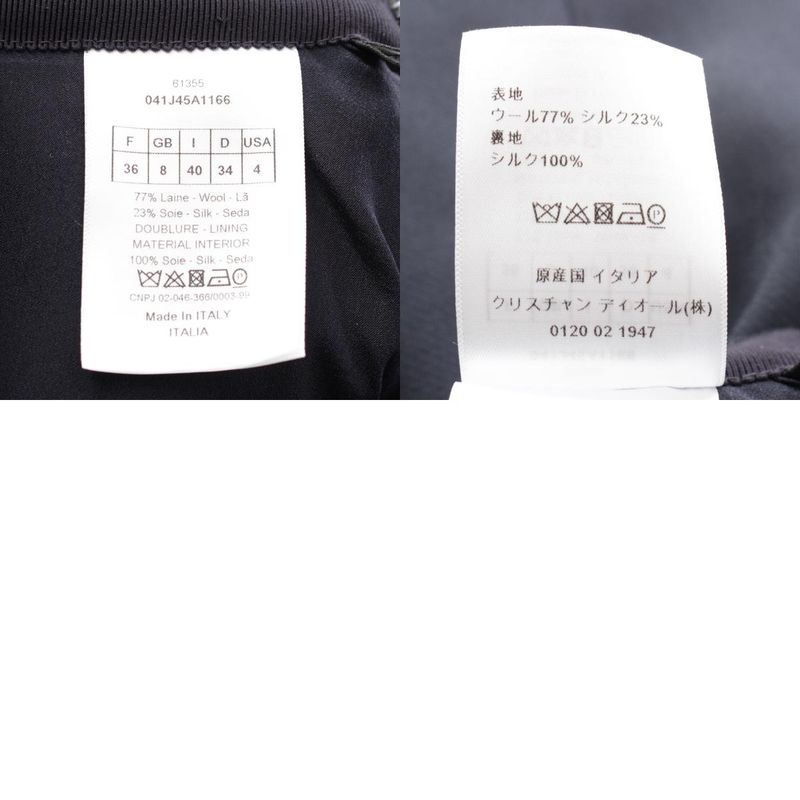 Christian Dior Wool Silk Pleated Mini Skirt Bottoms 041j45a1166 Dark Navy 36