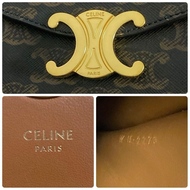 Celine Triomphe Canvas Mobile Pouch Brown