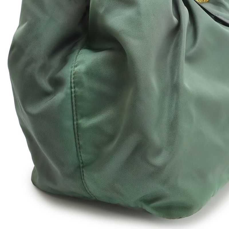 Prada Gathered Ribbon Handbag Braided 2-Way Shoulder Bag Nylon Ardesia