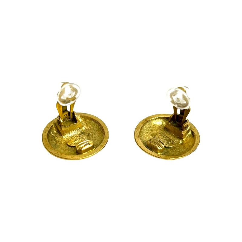 Chanel Vintage Coco Mark Motif GP Earrings Ear Cuff Accessory Gold 95P