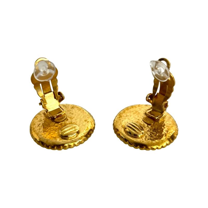 Chanel Vintage Coco Mark Motif GP Earrings Ear Cuff Accessory 96A