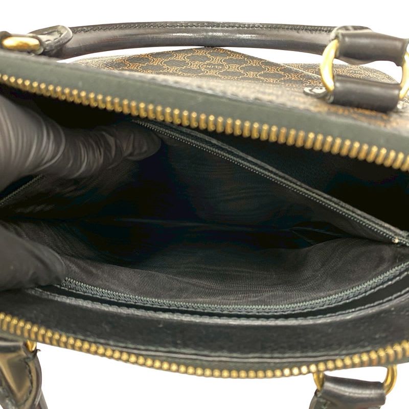 Celine Vintage Macadam Blason Logo Pattern Leather Handbag Mini
