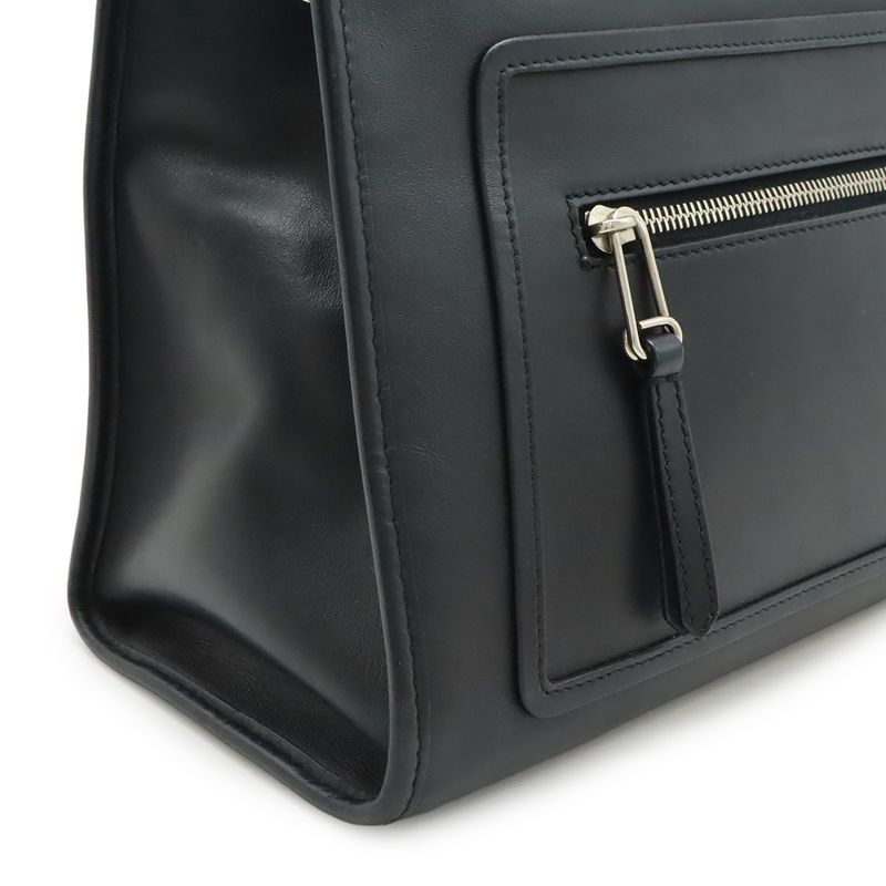 Fendi Runaway Small Shoulder Bag 2-Way Handbag Leather Black Silver Hardware