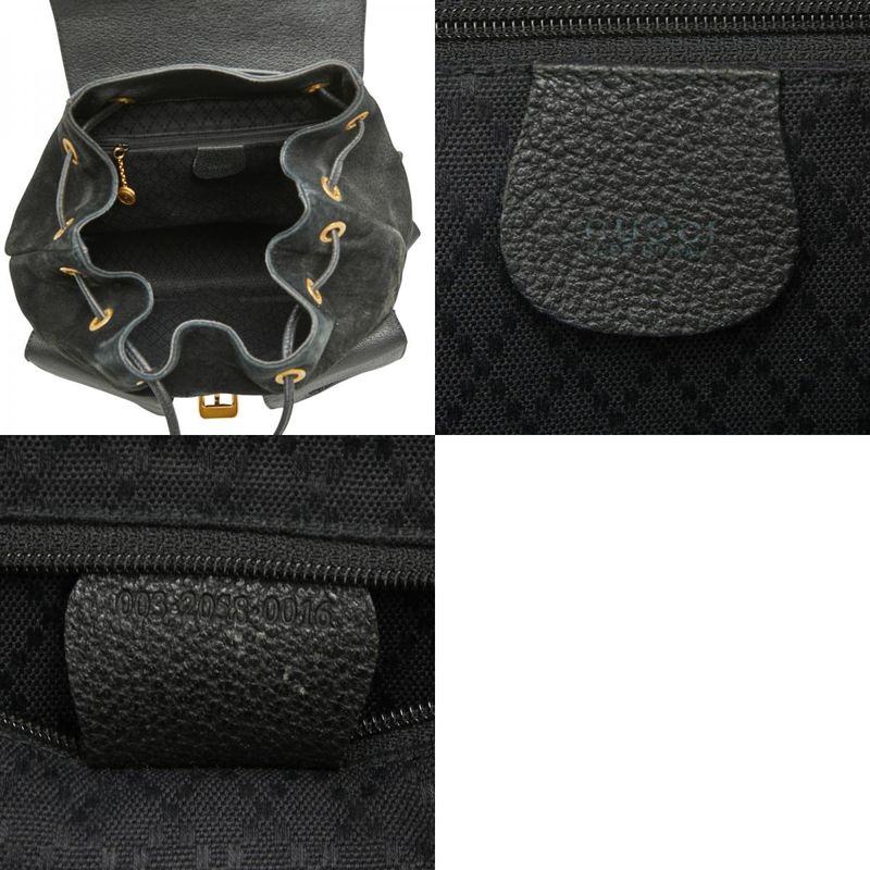 Gucci Bamboo Backpack 003 2058 0016 Black Leather Women's Gucci