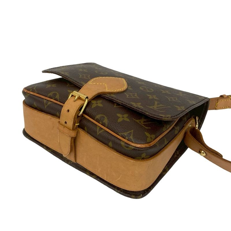 Louis Vuitton Vintage Cartesier Monogram Leather Shoulder Bag Pochette Brown