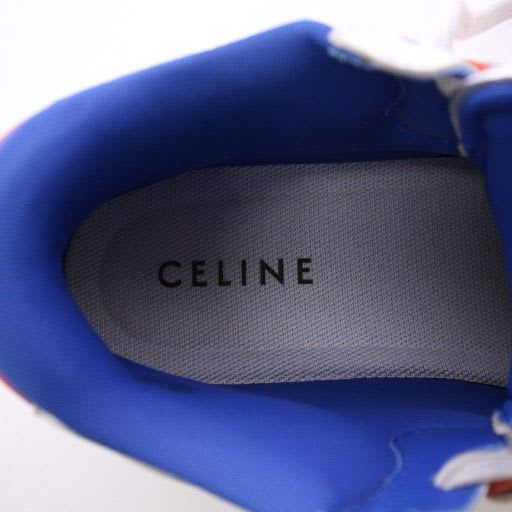 Celine Velcro Strap Mid High Cut Sneakers Shoes Logo 39 Silver Color BB