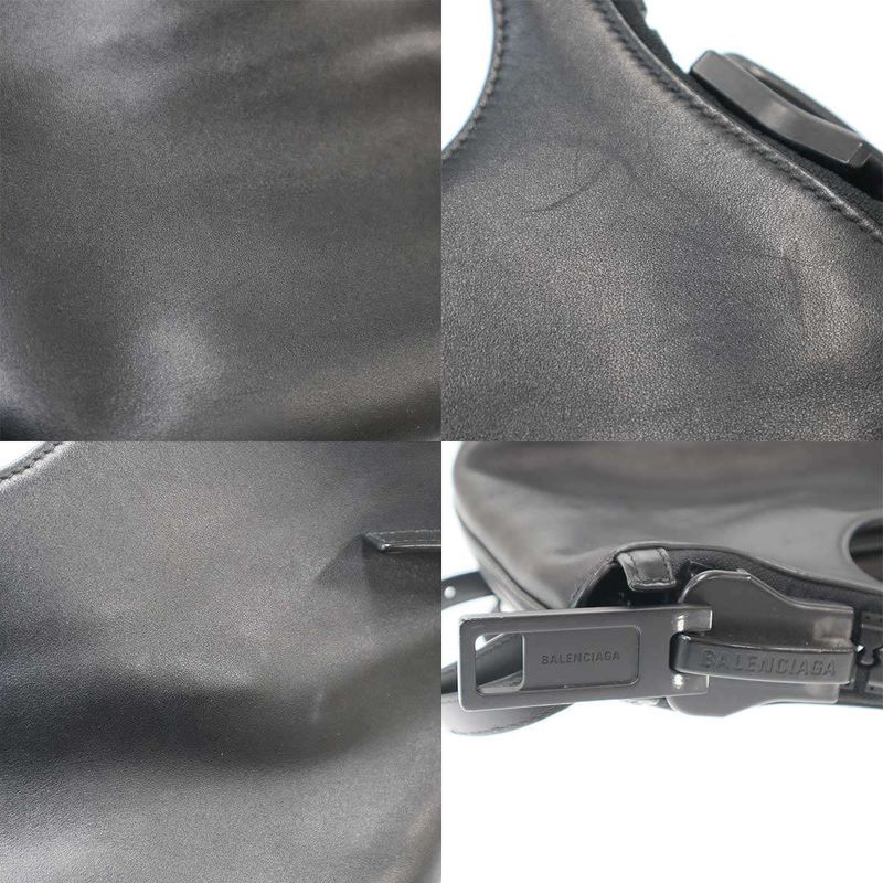 Balenciaga MEGA ZIP Leather Shoulder Bag 6618541000 Black