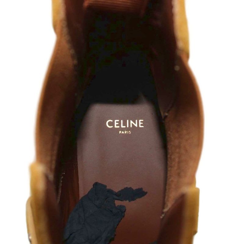 Celine Camargue Biker Chelsea Boots Short Side Gore Suede 43 Brown KH