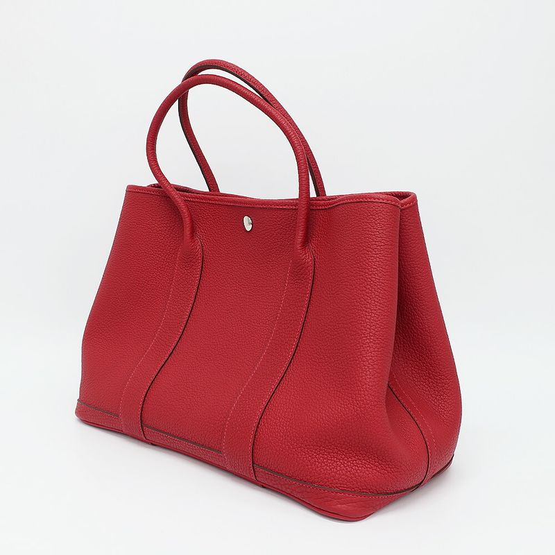 Hermes Garden Party PM Handbag Red Silver-hardware Negonda T Stamp