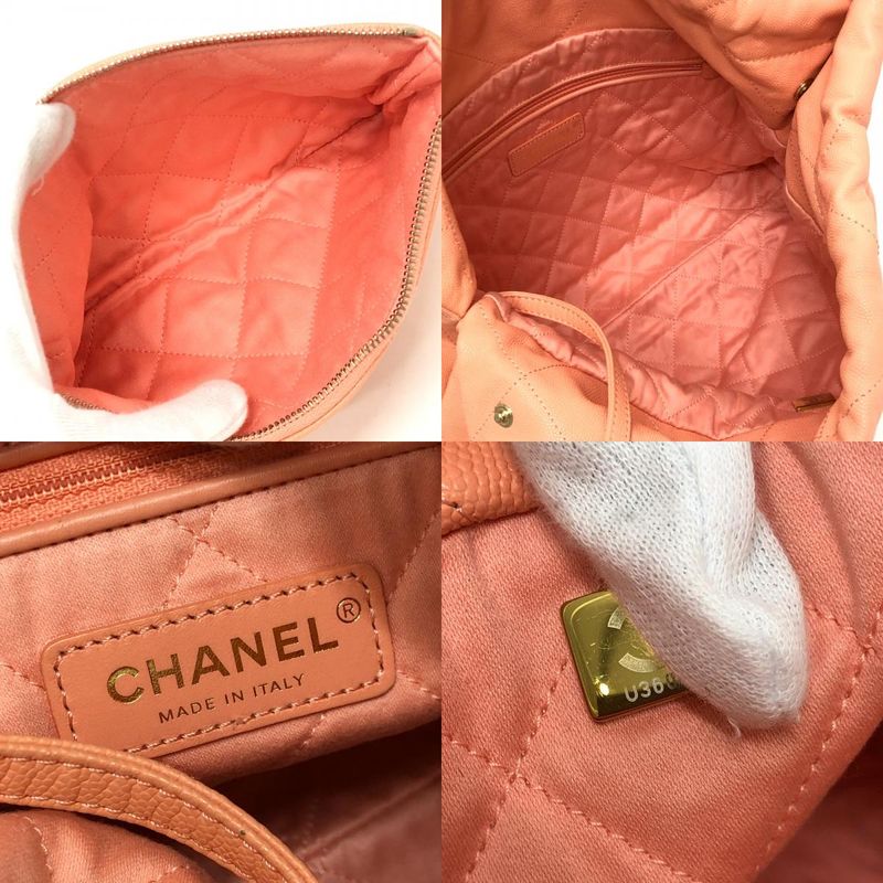 Chanel Shoulder Bag Chanel 22 Small As3260 Caviar Skin Coral Pink