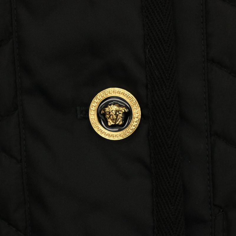 Versace LA Greca Logo Quilted Jacket Reversible 46 Black 1006663 KH
