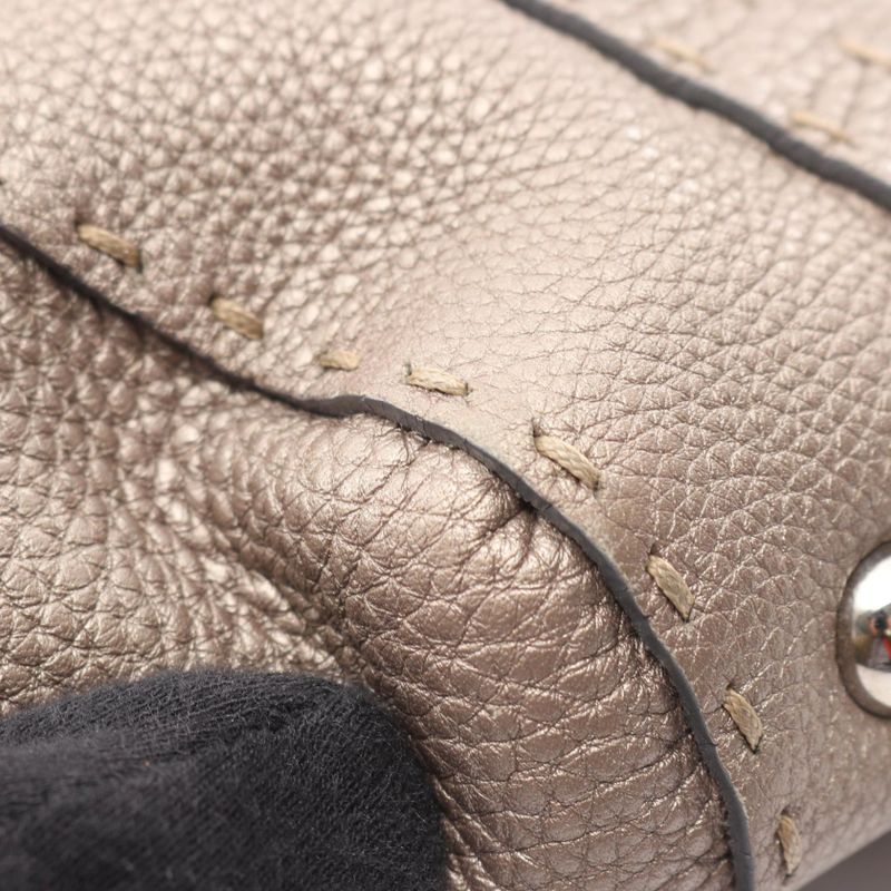 Fendi Handbag Selleria Mini Linda Greige Leather Selleria Mini Linda Women's