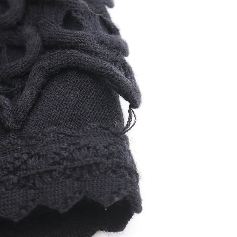 Chanel Skirt Coco Mark Button Knit P41981k03209 Black Wool Knit Skirt Women's