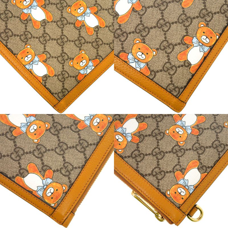 GUCCI × Kai Teddy Bear 660162 GG Supreme Canvas Calf Beige Clutch Bag 0272 KAI