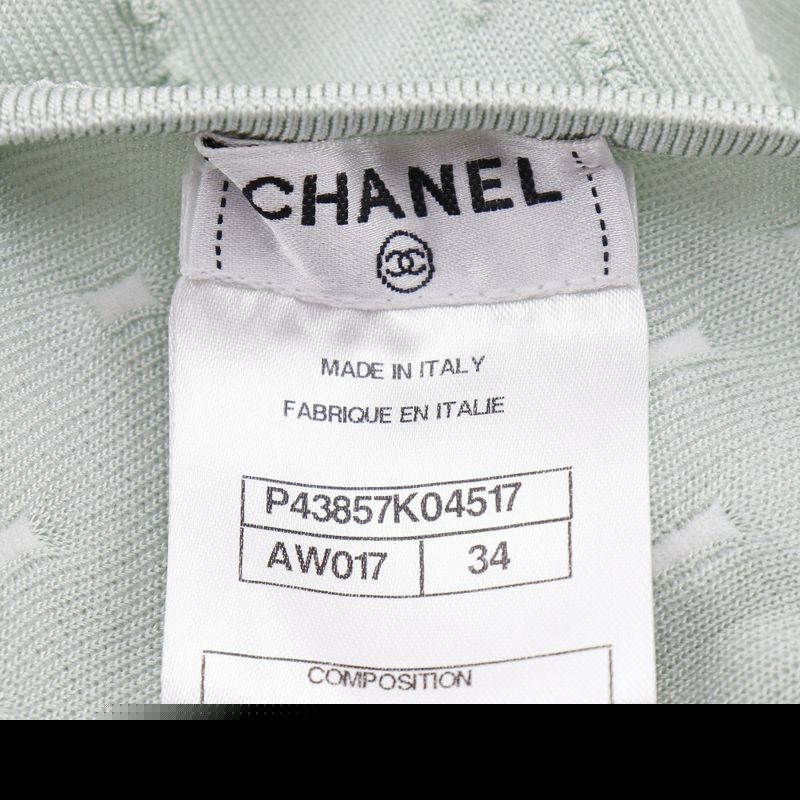 CHANEL Coco Mark Short Sleeve P43857k04517 Rayon Pastel Green Women's Knit
