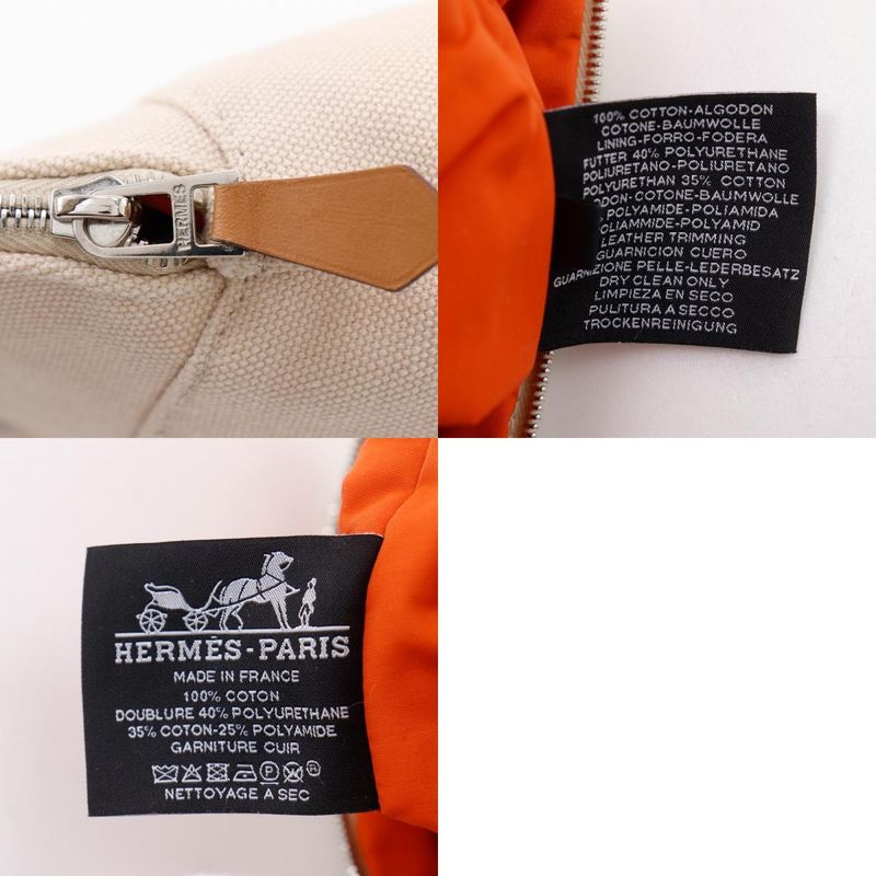 HERMES Bolide Pouch 20 Canvas Beige Unisex Pouch