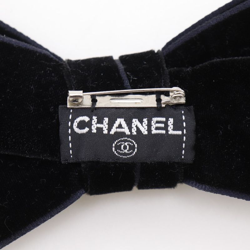 CHANEL Ribbon Velor Black Ladies 17g Brooch
