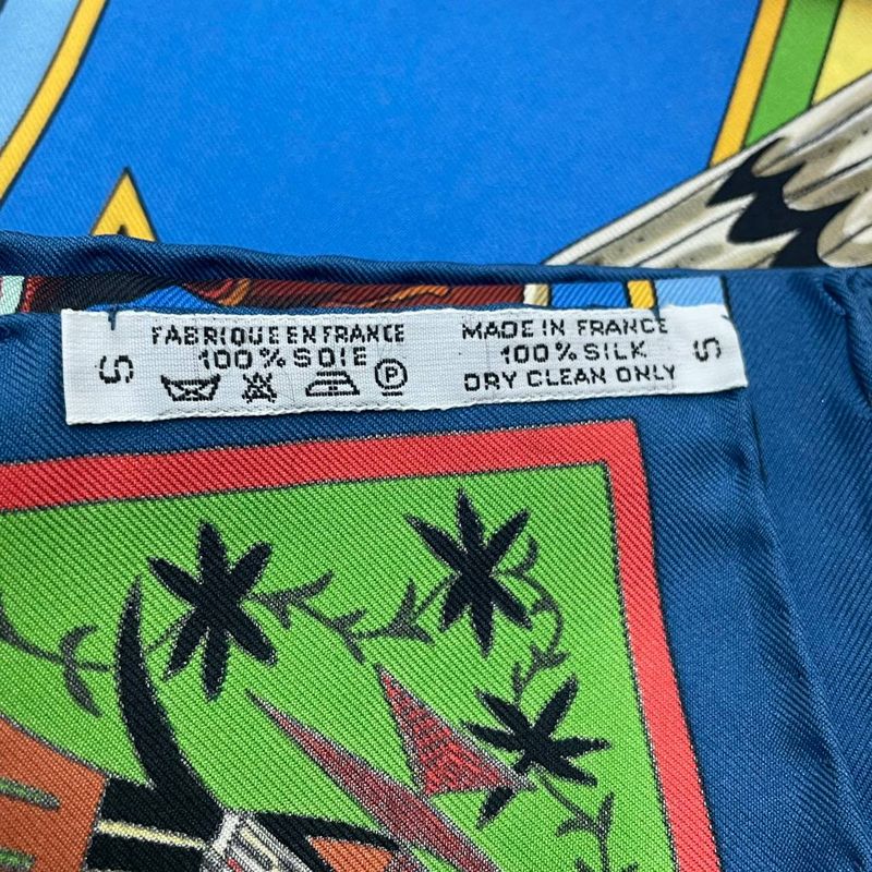 HERMES Scarf Silk Carre 90 Kachinas Ethnic Blue - Box Included