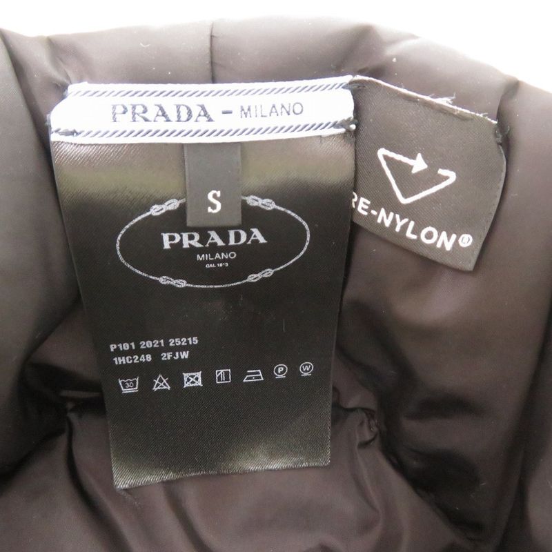 PRADA Re Nylon Logo Print Volume Bucket Hat Polyester Polyamide White 0674 PRADA