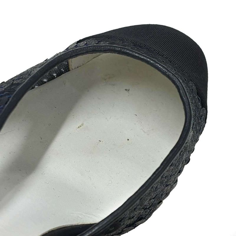 CHANEL Sequins Ring Back Shoes Sandals Navy - 35