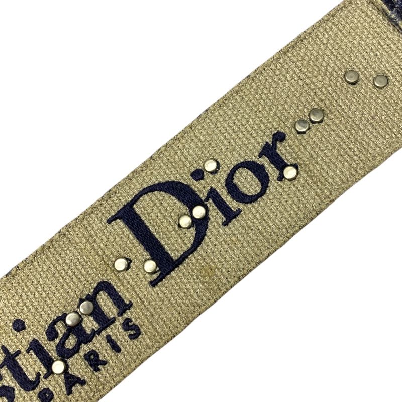 DIOR Oblique Medallion Shoulder Strap Bag Strap Canvas Navy Gold Silver