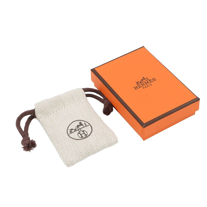 Hermes Earrings Joquette PM Black Silver Box Calf Metal